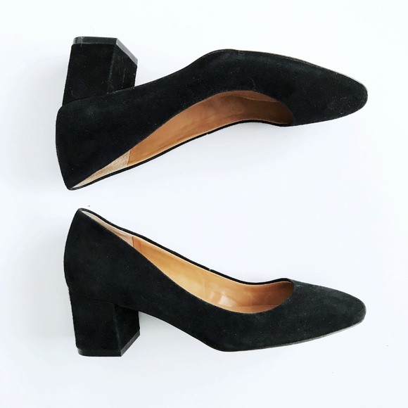 SOLD🔻J. Crew Black Suede Block Heels 7 Pump - Picture 4 of 6